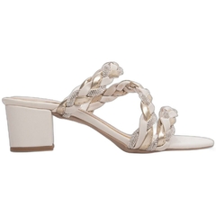 Sandália Tamanco Off White com Strass - Salto 4,5 cm - Antiderrapante - comprar online