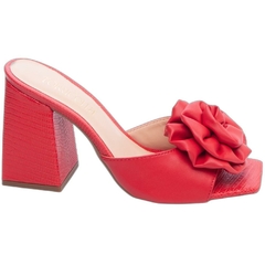 Sandália Tamanco Feminina Vermelha - 9 cm - Flor de Napa na internet