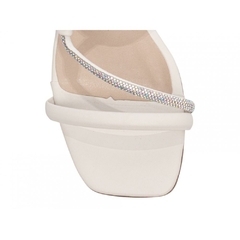 Sandália Feminina Sofisticada Off White - Salto Baixo 2,5cm - Torricella