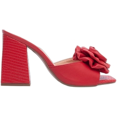 Sandália Tamanco Feminina Vermelha - 9 cm - Flor de Napa - comprar online