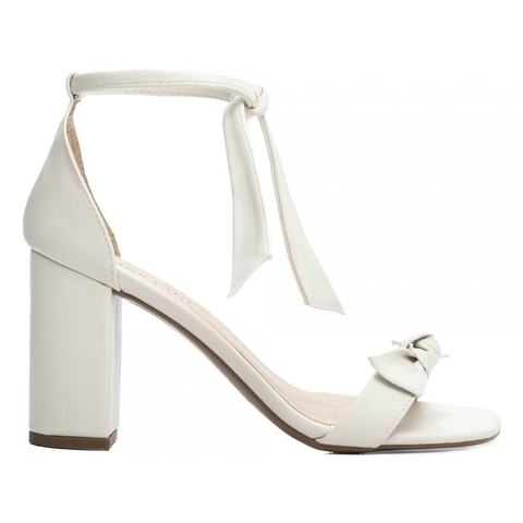 Sandália Feminina de Amarrar - Salto 8,5 cm - Off White - comprar online