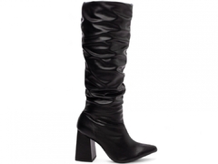 Bota Feminina Cano Alto Salto 9cm - Conforto e Estilo em Napa Preto - loja online