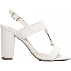 Sandália Glamour Luxo e Conforto - Salto 8,5cm Off White - comprar online