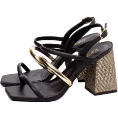 Sandália Feminina: Elegância em Napa e Glitter - Salto 9cm - loja online