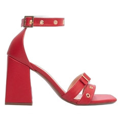 Sandália Feminina Vermelha - 9 cm - Ilhós Dourado - comprar online