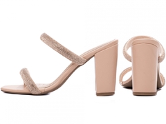 Imagem do Tamanco Salto Grosso 7,5 cm - Luxo Exuberante com Strass - Rose