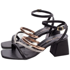 Sandália Preta com Strass - Salto 5,5 cm - Antiderrapante - loja online