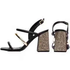 Sandália Feminina: Elegância em Napa e Glitter - Salto 9cm - Calcadospravc | Loja de Calçados