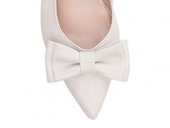 Imagem do Scarpin Off White - 6,5 cm - Laço e Fivela Dourados