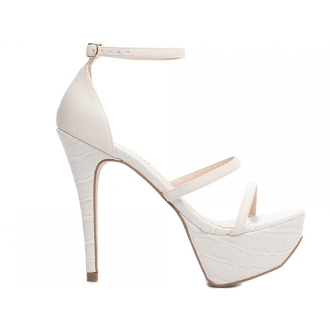 Sandália Meia Pata Feminina Salto 13cm em Croco Off White - comprar online