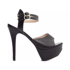 Sandália Meia Pata Feminina - Napa Preta - Salto 13 cm - comprar online