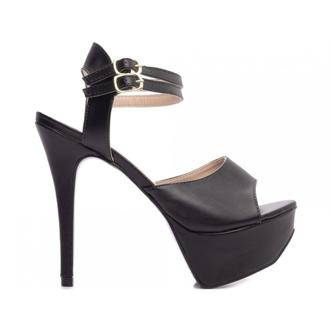 Sandália Meia Pata Feminina - Napa Preta - Salto 13 cm - comprar online