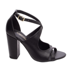 Sandália Feminina Preta - 8,5 cm - Fivela Dourada - Calcadospravc | Loja de Calçados