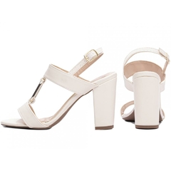 Sandália Glamour Luxo e Conforto - Salto 8,5cm Off White - Calcadospravc | Loja de Calçados