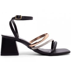 Sandália Preta com Strass - Salto 5,5 cm - Antiderrapante - comprar online
