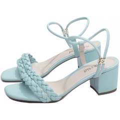 Elegância e Conforto em Cada Passo - Sandália Feminina Salto Robusto 5,5cm em Azul - loja online