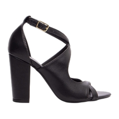 Sandália Feminina Preta - 8,5 cm - Fivela Dourada - comprar online