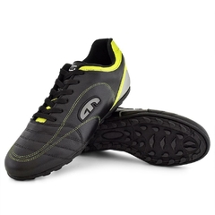 ChuteiraEGM Masculina em Couro Flex Society Preta e Verde Limão - comprar online