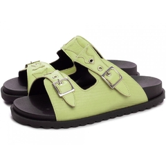 Sandália Verão Glamour - Verde com Fivelas Prateadas - Calcadospravc | Loja de Calçados