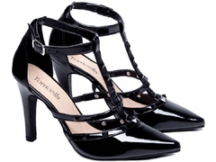Scarpin Luxo e Glamour Salto 9cm Fino em Cone Verniz Preto - Calcadospravc | Loja de Calçados
