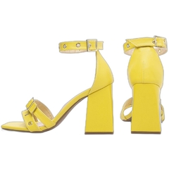 Sandália Feminina Amarela - 9 cm - Ilhós Dourado - Calcadospravc | Loja de Calçados