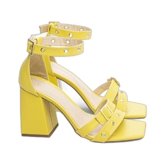 Imagem do Sandália Feminina Amarela - 9 cm - Ilhós Dourado