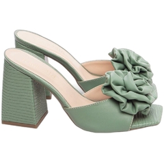Imagem do Sandália Tamanco Feminino Verde - 9 cm - Flor de Napa