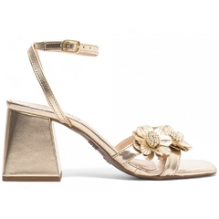 Sandália Dourada Confortável - Salto 7 cm - Antiderrapante - comprar online