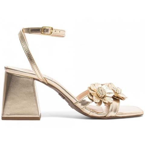 Sandália Dourada Confortável - Salto 7 cm - Antiderrapante - comprar online
