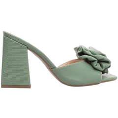 Sandália Tamanco Feminino Verde - 9 cm - Flor de Napa - comprar online
