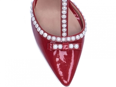 Imagem do Scarpin Luxo e Glamour - Salto 9cm Fino Com Pérolas em ABS Vermelho