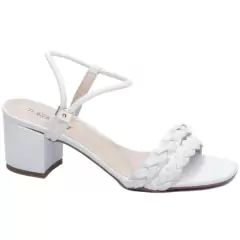 Elegância e Conforto - Sandália Feminina Salto 5,5cm Robusto em Branco na internet