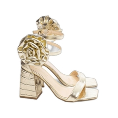Sandália Dourada Confortável - Salto 9 cm - Antiderrapante - comprar online