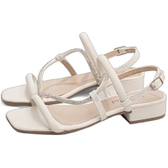 Sandália Feminina Sofisticada Off White - Salto Baixo 2,5cm - Torricella - loja online