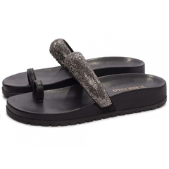 Sandalia Papete Verao Preto com Strass Grafite - comprar online