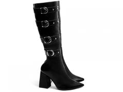 Poder e Estilo em Cada Detalhe – Bota Bico Fino Feminina Preta com Salto 9 cm - loja online