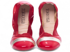 Sapatilha Maria Mole Bag Shoes - Conforto e Praticidade em Verniz Vermelho, Napa Vermelho e Ouro Light - loja online