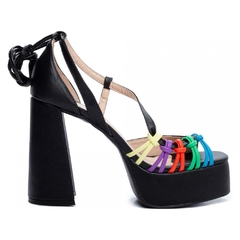 Sandália Feminina Meia Pata 3,5cm com Salto Robusto de 12cm - Preto - comprar online
