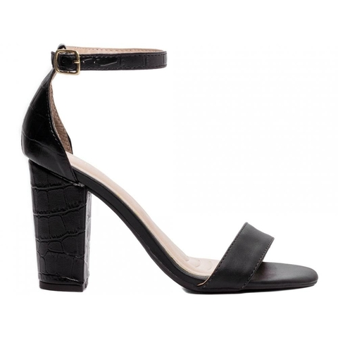 Sandália Salto 8,5cm - Elegância Noturna em Preto Croco - comprar online