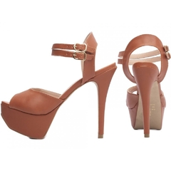 Sandália Meia Pata Feminina - Napa Caramelo - Salto 13 cm - Calcadospravc | Loja de Calçados