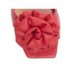 Sandália Tamanco Feminina Vermelha - 9 cm - Flor de Napa