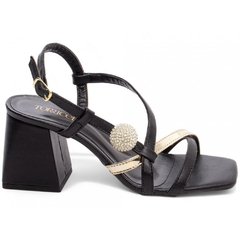 Sandália Preta com Strass - Salto 7 cm - Antiderrapante na internet