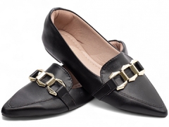 Sapatilha Mocassim Feminino Bico Fino - Sofisticação Atemporal em Napa Preto na internet