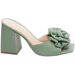 Sandália Tamanco Feminino Verde - 9 cm - Flor de Napa na internet