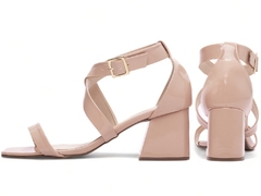Sandália Verniz Rose - Salto Grosso 7 cm - Elegância e Conforto - Calcadospravc | Loja de Calçados