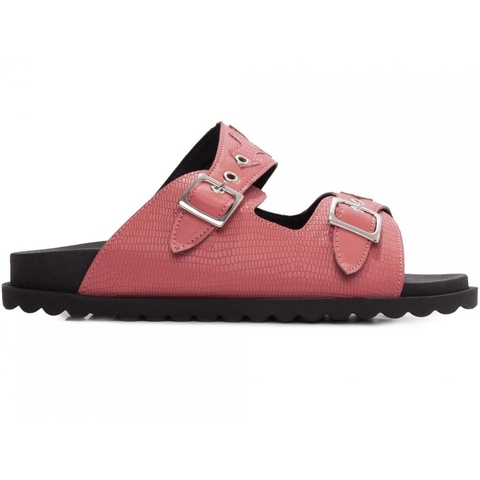 Sandália Papete Verão - Rosa Vibrante com Fivelas Prateadas - comprar online