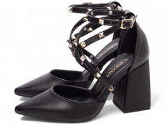 Scarpin Preto - 8,5 cm - Apliques Dourados na internet