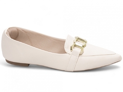 Imagem do Sapatilha Mocassim Feminino Bico Fino - Elegância Atemporal em Napa Off White