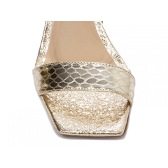 Brilho e Elegância em Cada Passo - Sandália Dourado Glamour - Salto Grosso 9cm