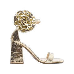 Sandália Dourada Confortável - Salto 9 cm - Antiderrapante - comprar online